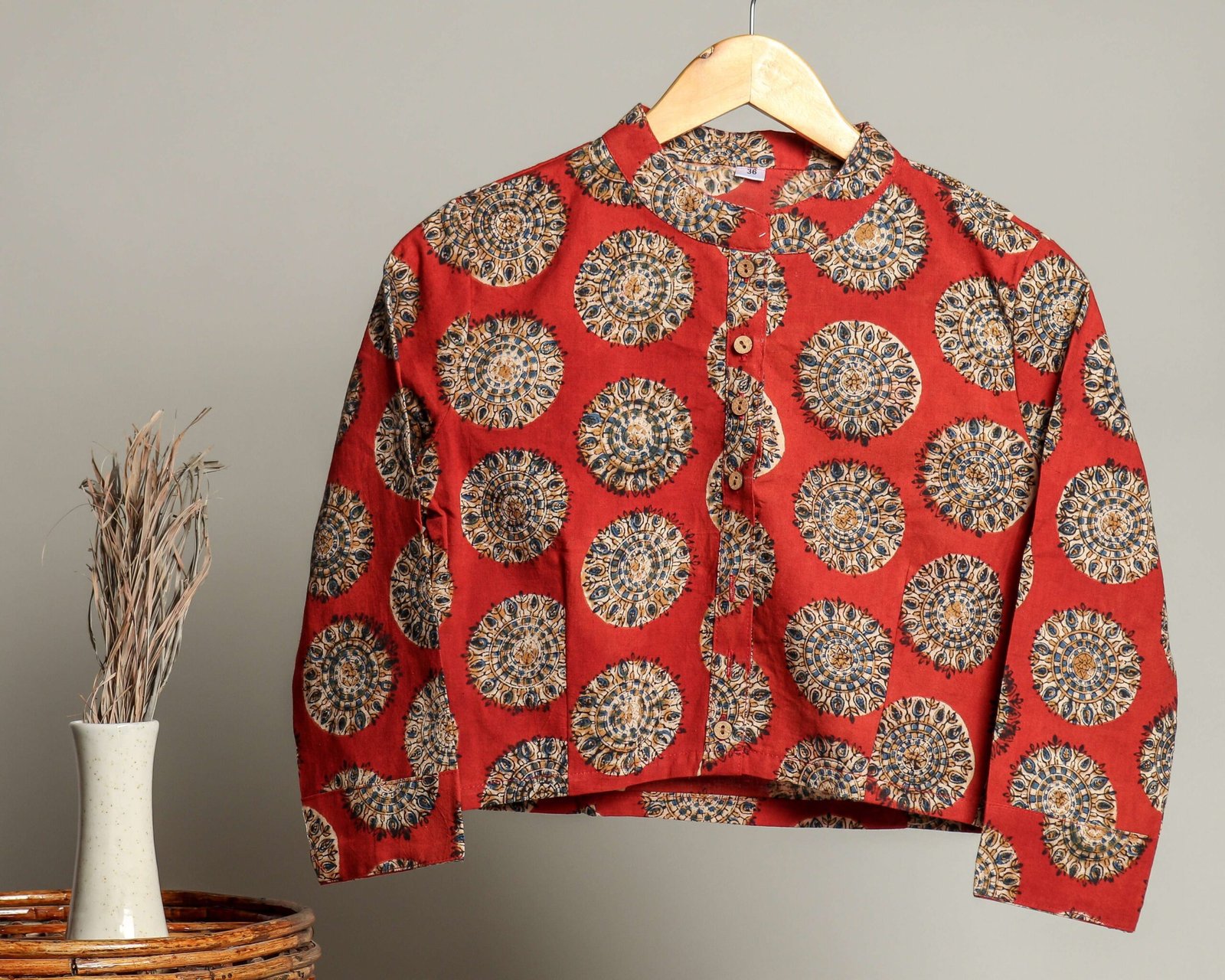Handmade Block Print Cotton for Women ? Ethnic Floral Printed Top with Long Sleeves